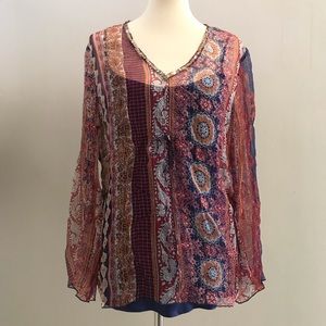 Spenser Jeremy Sheer Silk Top Blouse Sz L